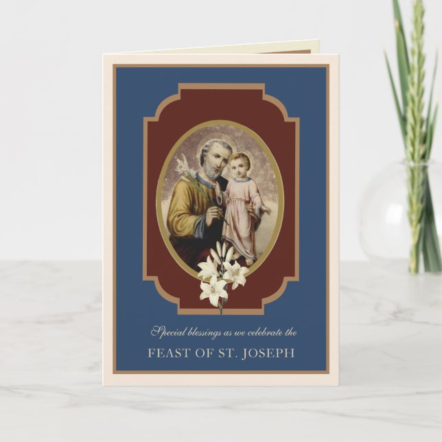 Katolsk Religiösa St. Joseph Feast Prayer Card Kort (Framsida)