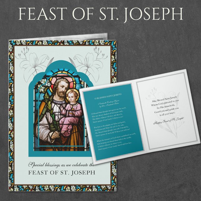 Katolsk Religiösa St. Joseph Feast Prayer Card Kort (Feast of St, Joseph Patron Saint of Catholic Church)