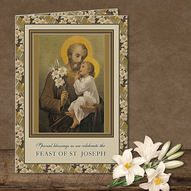 Katolsk Religiösa St. Joseph Feast Prayer Card Kort (Skapare uppladdad)