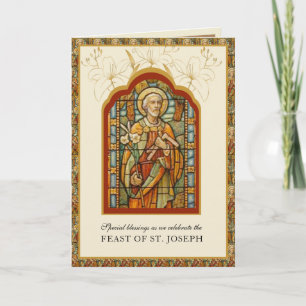 Katolsk Religiösa St. Joseph Feast Prayer Card Kort