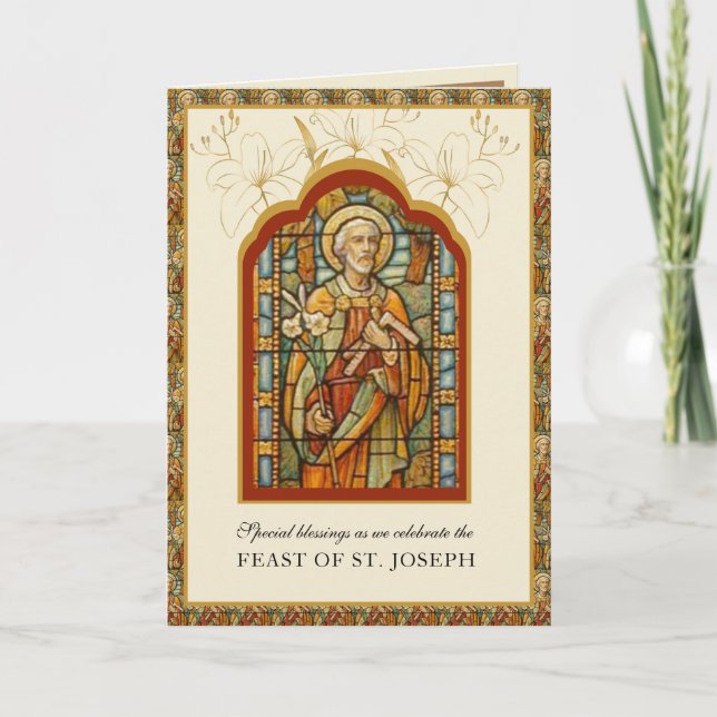 Katolsk Religiösa St. Joseph Feast Prayer Card Kort (Framsida)