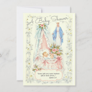 Katolsk Religiösa Vintage Flicka Shower Inbjudningar