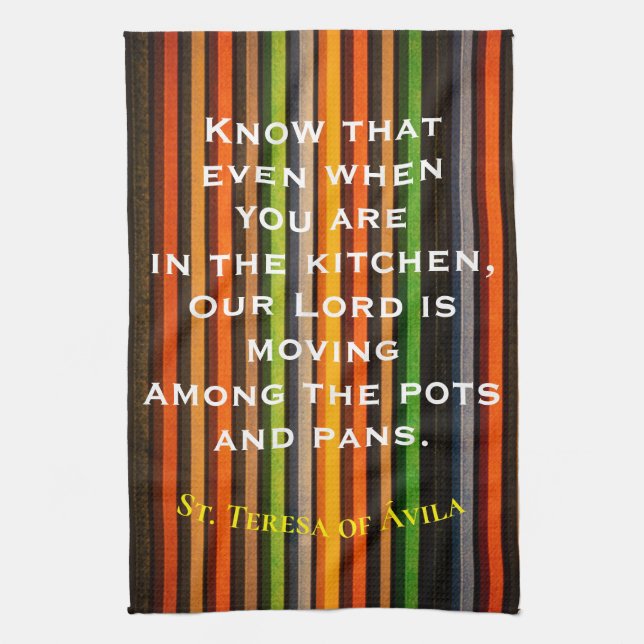 Katolsk Saint Quote Kitchen Towel Kökshandduk (Vertikal)