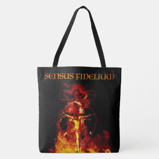 Katolsk sensus Fidelium Religiösa Crucifixion Tygkasse