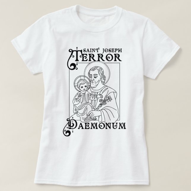 Katolsk shirt St Joseph Terror of Demons T Shirt (Design framsida)