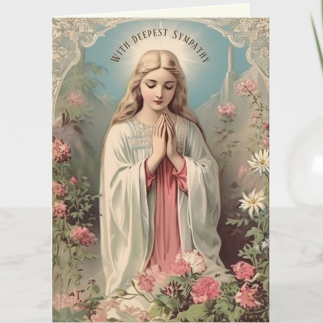 Katolsk Sympati Jungfru Maria Skrift Kort (Discover solace in our vintage Blessed Mother Sympathy Card. )