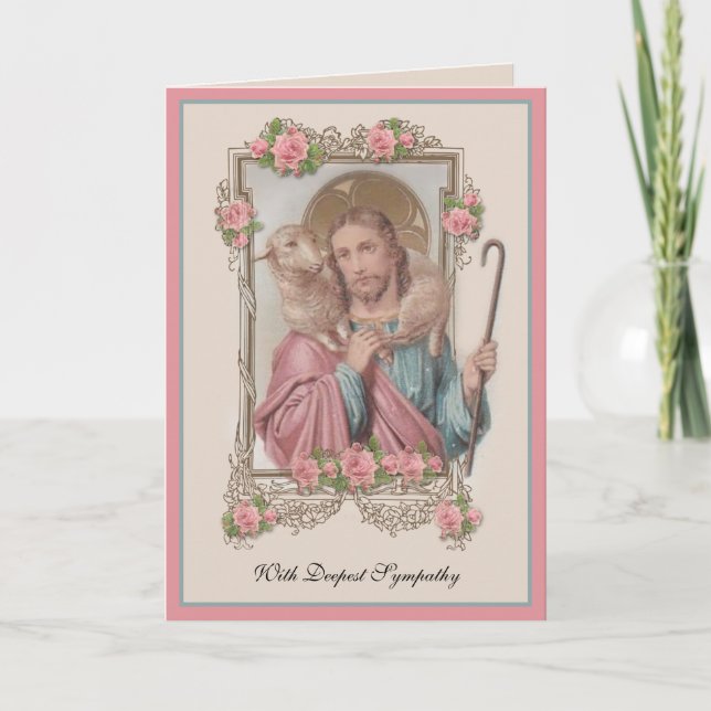 Katolsk Sympati Kondoleans Jesus God Hjorde Kort (Framsida)