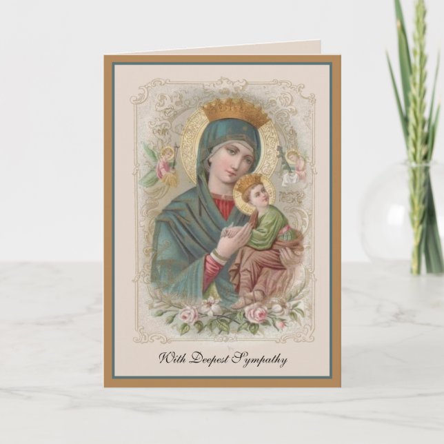  Katolsk Sympati Kondoleans Jungfru Maria Jesus  Kort (Framsida)