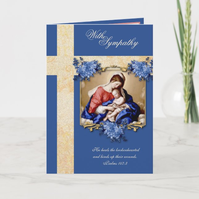 Katolsk sympati Virgin Mary Jesus Blommigt Card Kort (Framsida)