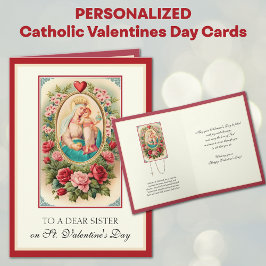 Katolsk syster Valentines day Virgin Mary Jesus Helgkort