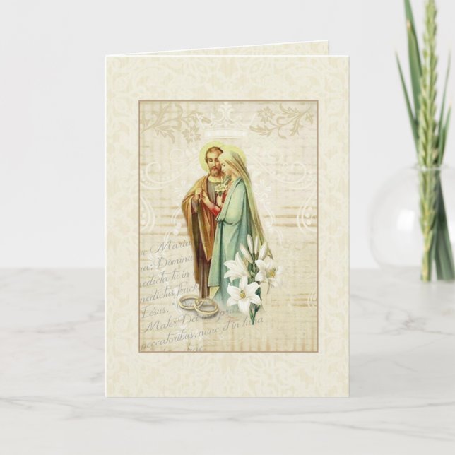 Katolsk traditionell kyrklig bröllopsinbjudan kort (Framsida)