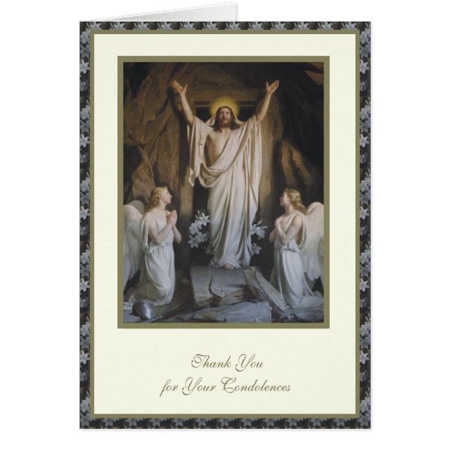 Katolsk Uppståndelse Religiös Begravning Kondolean Hälsningskort (Framsidan)