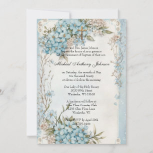 Katolsk Vintage Baptism Christening Pojke Invi Inbjudningar