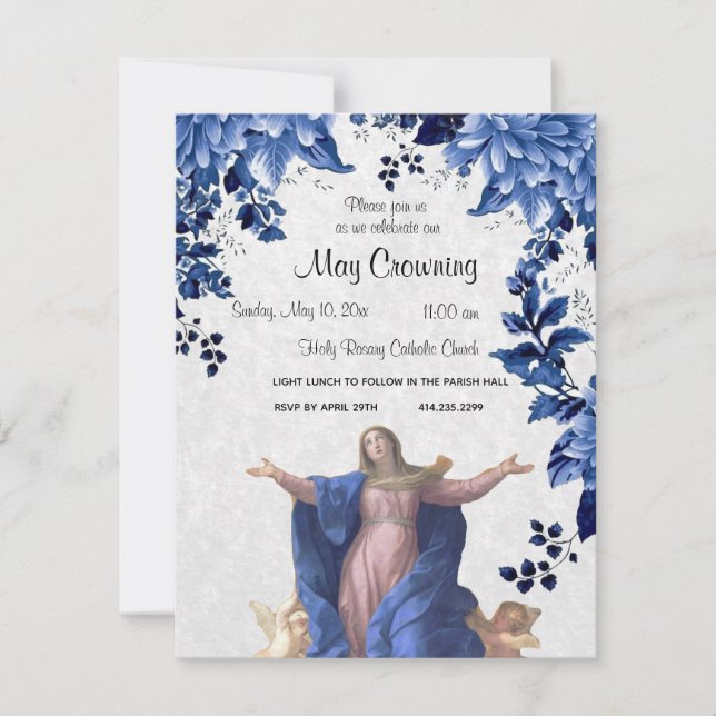 Katolsk Virgin Mary May Crowning Religiösa Event Inbjudningar (Framsida)
