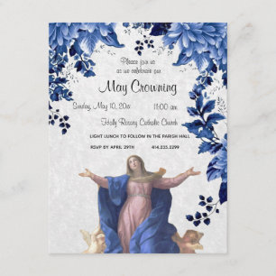Katolsk Virgin Mary May Crowning Religiösa Event Inbjudningar