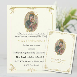 Katolsk Virgin Mary May Crowning Religiösa Event Inbjudningar