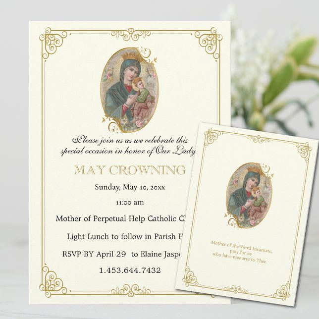 Katolsk Virgin Mary May Crowning Religiösa Event Inbjudningar (Skapare uppladdad)