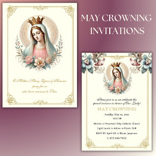 Katolsk Virgin Mary May Crowning Religiösa Event Inbjudningar