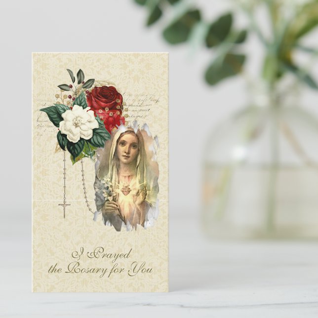 Katolsk Virgin Mary Prayed från Rosary Anteckningskort ("I Prayed a Rosary for You" prayer card...perfect to insert in a greeting card! )