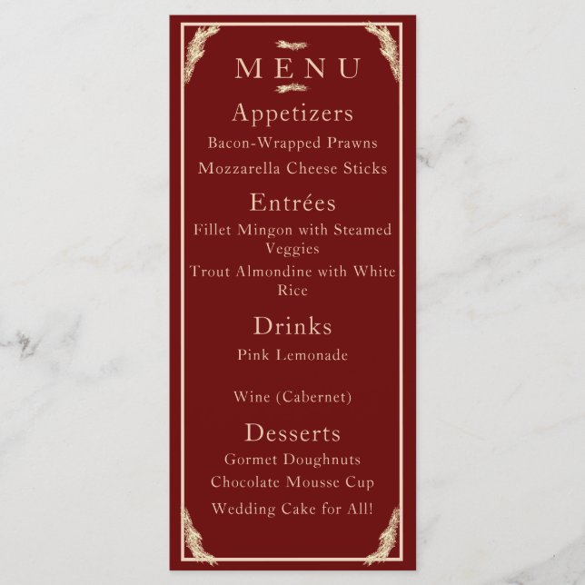 Katolsk Winter Wedding Menu Meny (Framsida)