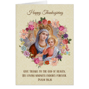 Katolska Blessed Virgin Maria Jesus Blommig Hälsningskort