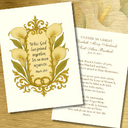 Katolska Bröllop Prayer Scripture Lilies Visitkort