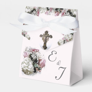 Katolska bröllopsfavoritboxen rosa & vit Blommigt Presentaskar