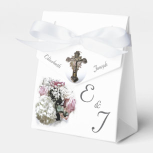 Katolska bröllopsfavoritboxen rosa & vit Blommigt Presentaskar