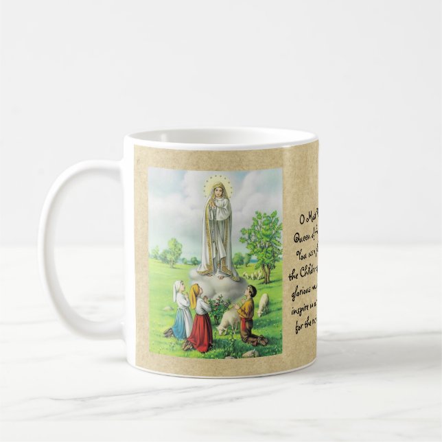 Katolska Dam i Fatima Prayer Gift-Personligen Kaffemugg (Vänster)