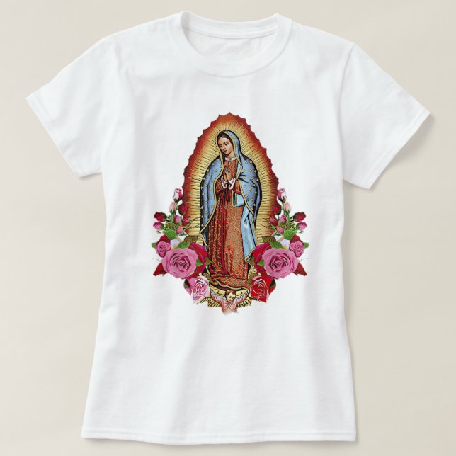 Katolska Dam i Guadalupe Saint Virgin Mary T Shirt (Design framsida)