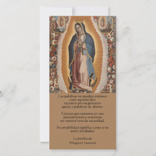 Katolska Guadalupe Funeral Condolency Spanska Tack Kort