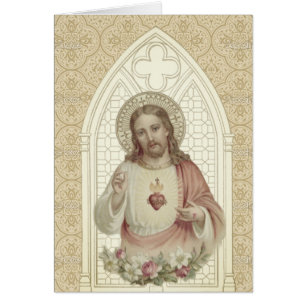 Katolska Helig Heart Jesus jag litar på Hälsningskort
