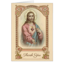 Katolska Helig Heart Jesus kondoleans Tack Hälsningskort
