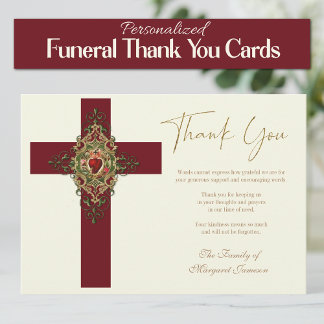Katolska Helig Heart Kor Funeral Memorial Tack Kort