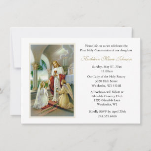 Katolska Jesus Girl First Communion-inbjudningar Inbjudningar