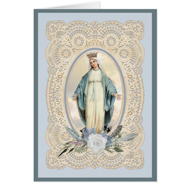 Katolska jungfru Maria religiöst poem rosor Hälsningskort (Framsidan)