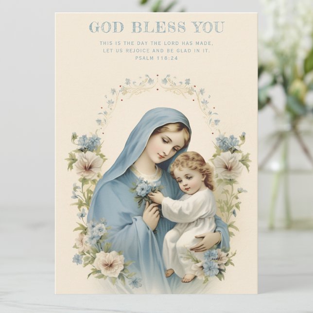 Katolska Mary och Jesus Blommigt Scripture (A sweet card for just about any occasion! Easy to personalize! )