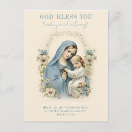 Katolska Mary och Jesus Blommigt Scripture Vykort