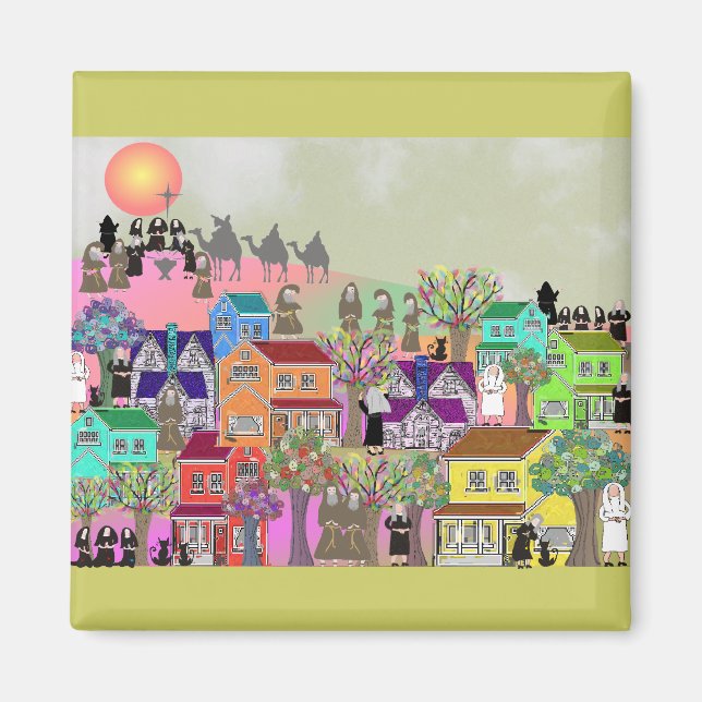 Katolska nun- och katolska Munk Art-gåvor Magnet (Framsidan)