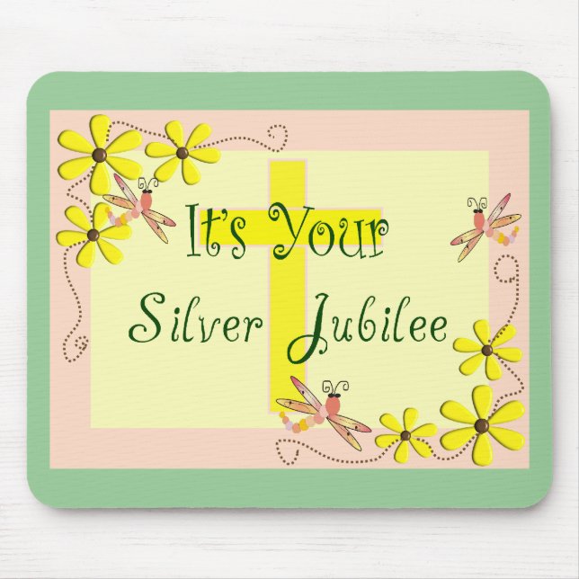 Katolska Nun Silver Jubilee-kort, Mugg, Tote bags Musmatta (Framsidan)