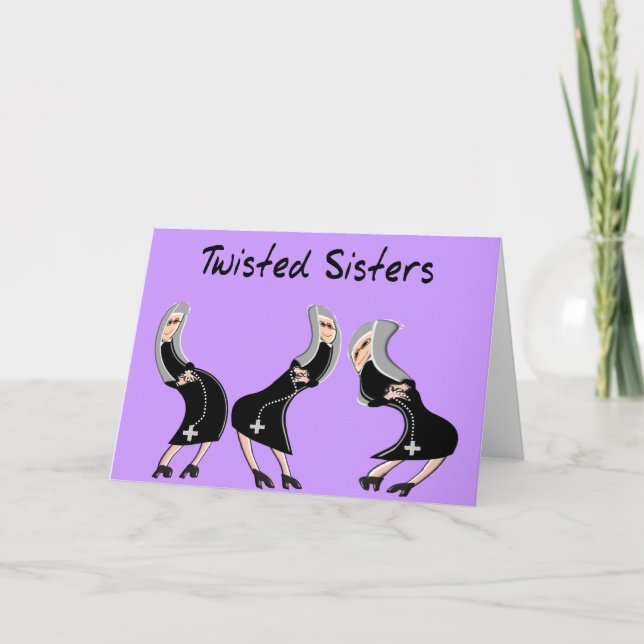 Katolska Nunna Gåvor "Twisted Sisters" Design Kort (Framsida)