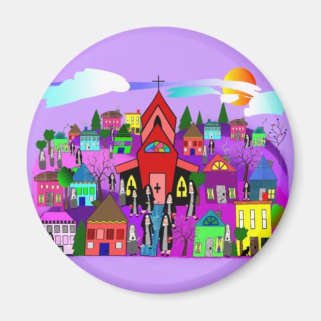 Katolska nunnor Art "Rubrik till kyrka" Magnet (Framsidan)
