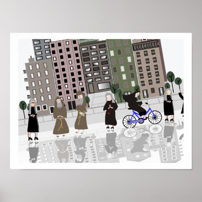 Katolska nunnor och Munk Retro Art Poster (Framsidan)