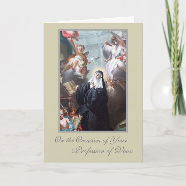 Katolska nunnors religiösa yrkesslöfte kort (Framsida)