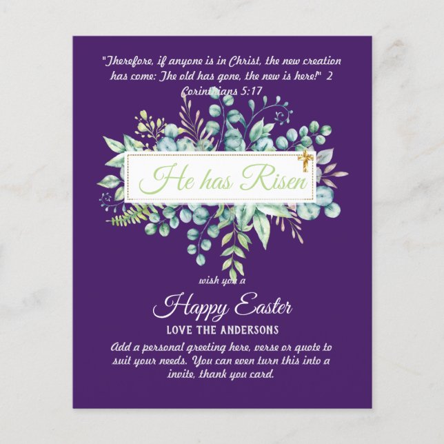 Katolska PÅSK-kort, Religiösa Verse Bible Quote (Framsida)