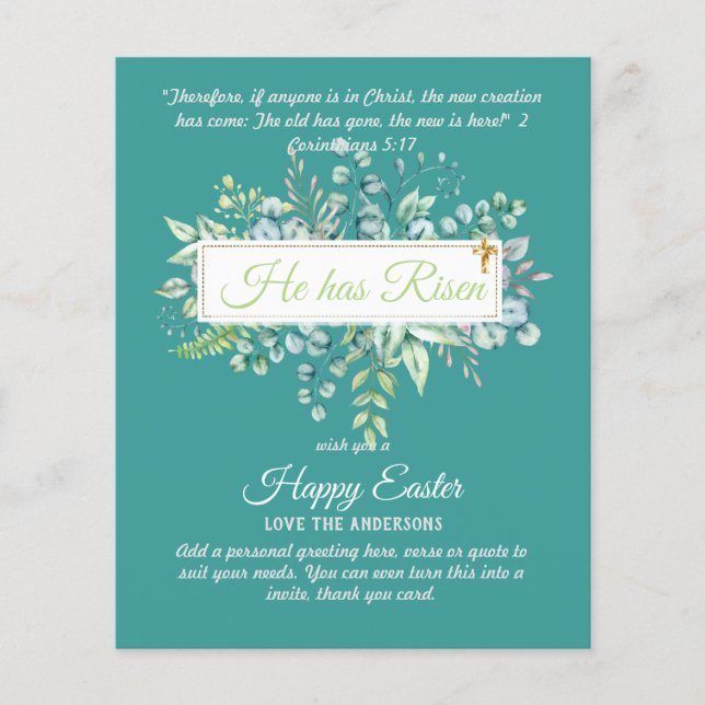 Katolska PÅSK-kort, Religiösa Verse Bible Quote (Framsida)