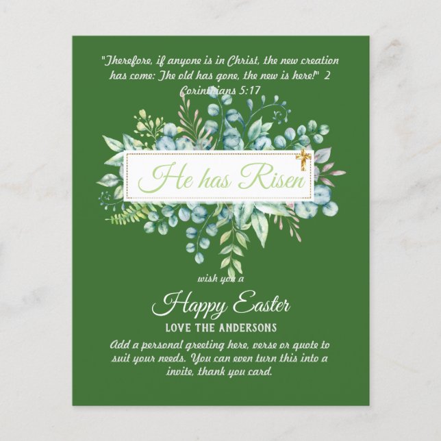 Katolska PÅSK-kort, Religiösa Verse Bible Quote (Framsida)