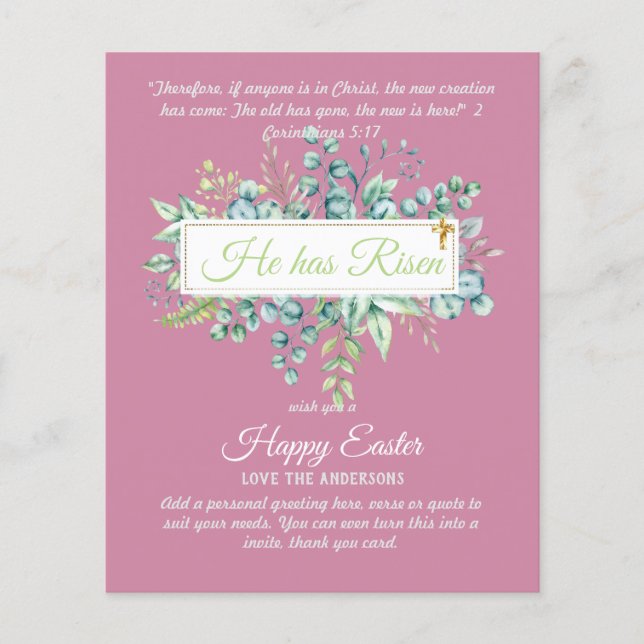 Katolska PÅSK-kort, Religiösa Verse Bible Quote (Framsida)