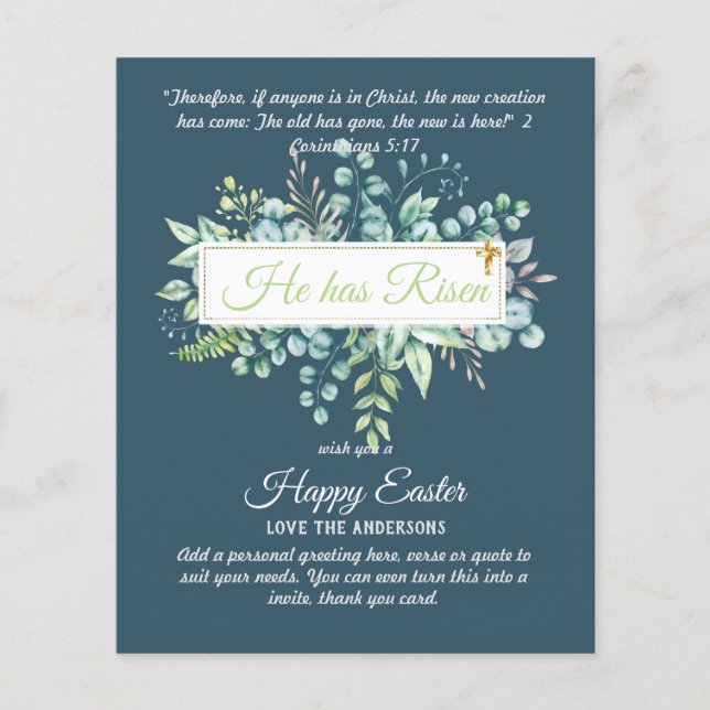 Katolska Påskkort Religiöst Bibelcitat Vers (Framsida)