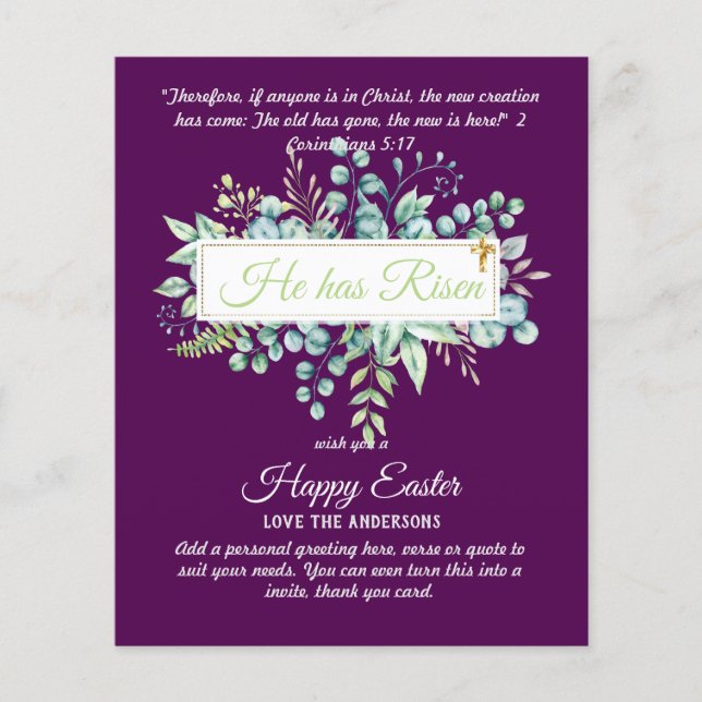 Katolska Påskkort Religiöst Bibelcitat Vers (Framsida)